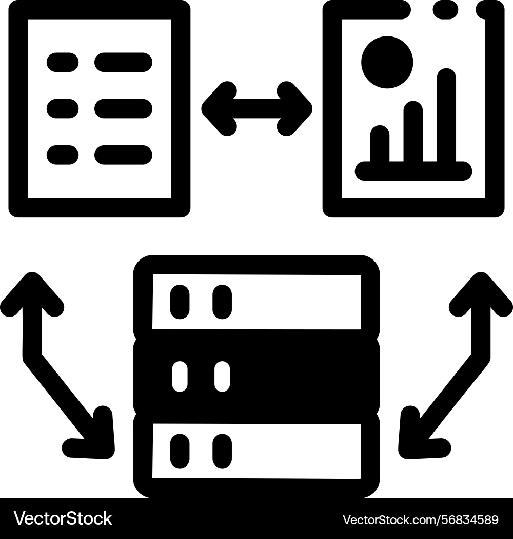 Filled style icon of data aggregation process vector image