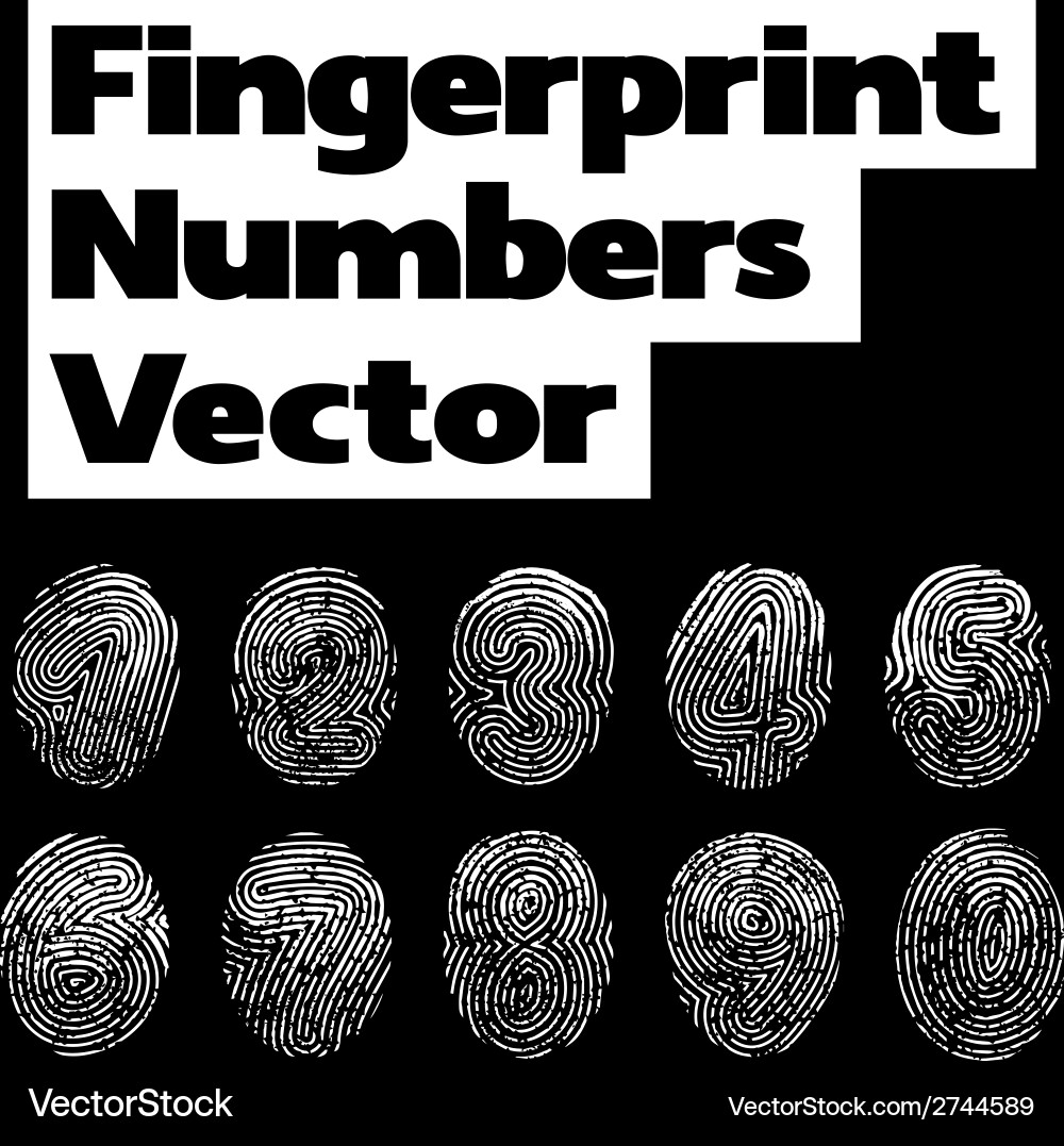Fingerprint Number Set Vector Image