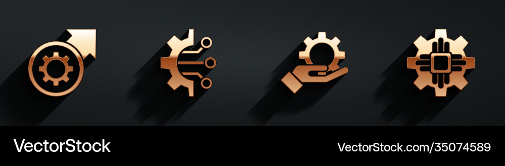 Getriebe und Pfeile als Workflow-Prozessalgorithmus einstellen Getriebe und Pfeile als Workflow-Prozessalgorithmus einstellen vektorbild