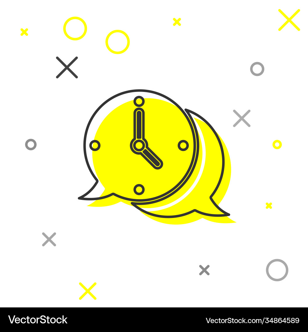 Grey line clock with speech bubble icon isolated Grey line clock with speech bubble icon isolated vector image