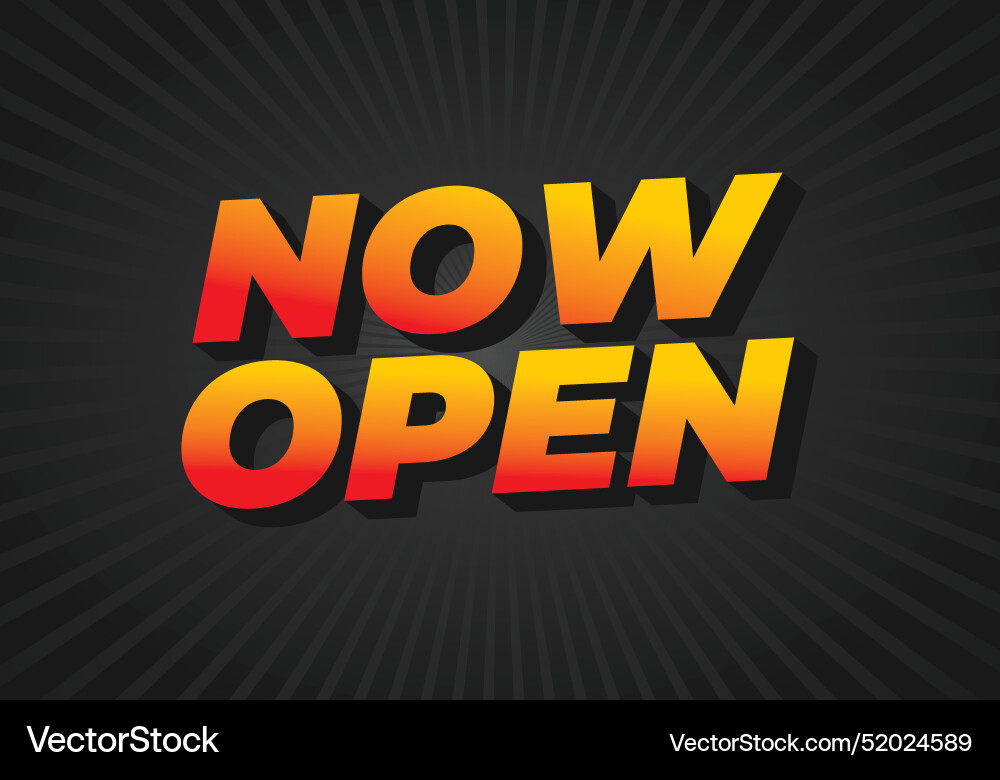 Now open text effect in 3d style with good colors Vector Image