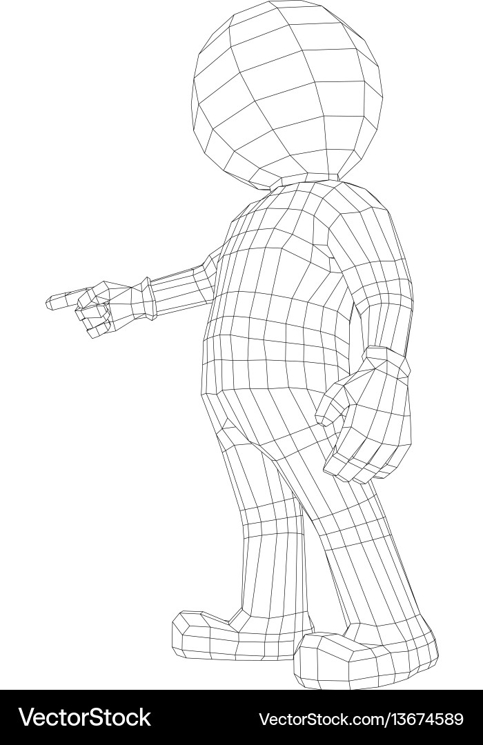 Puppet 3d man pointing at camera vector image