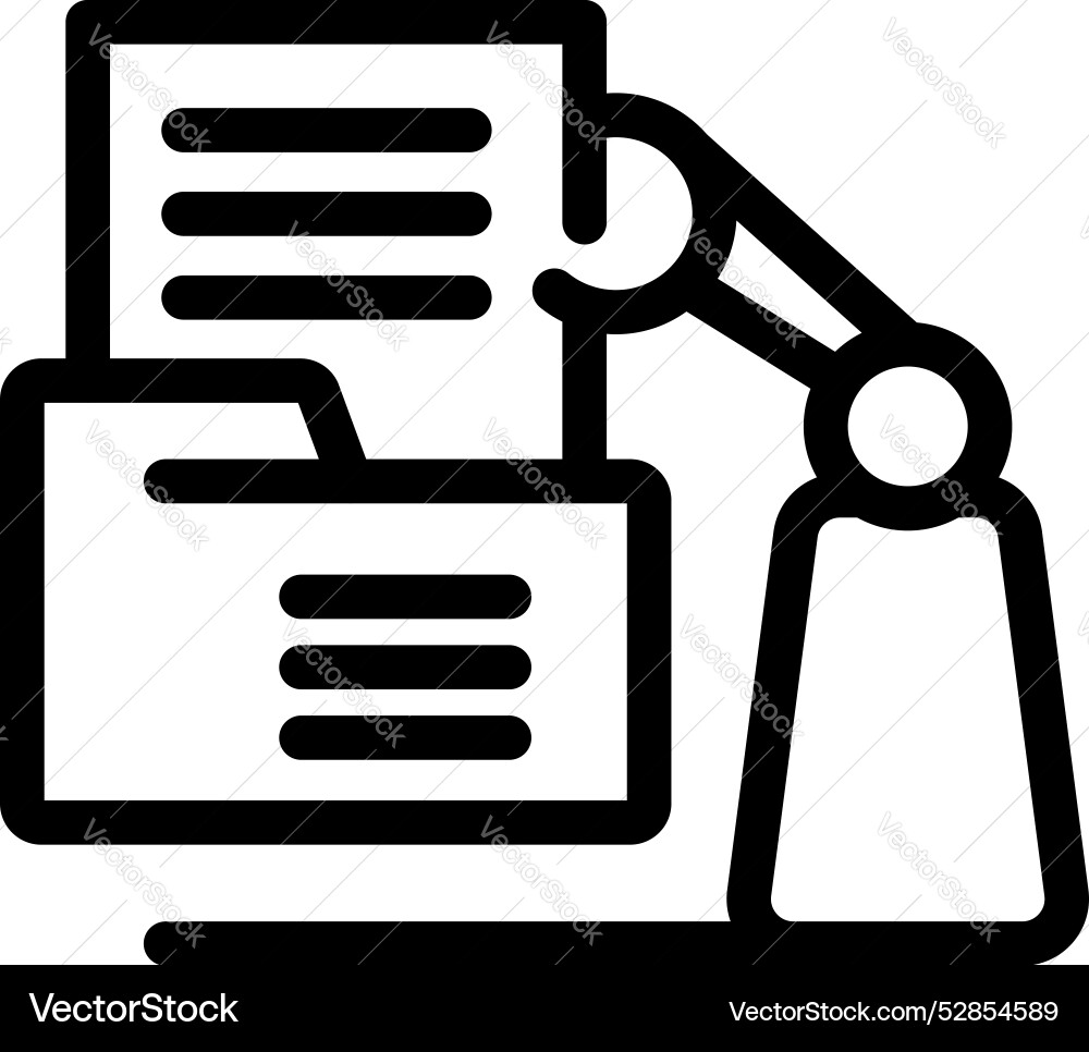 Robotic arm putting document in folder automation Vector Image