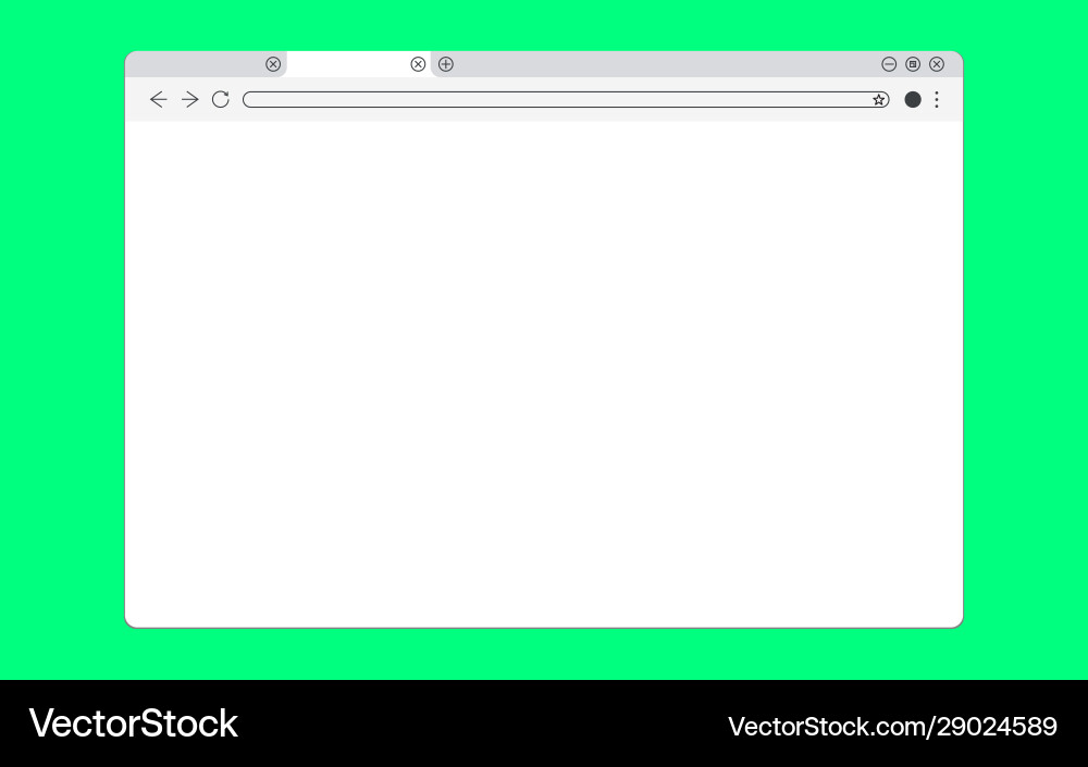 Simple white web browser window with a green vector image