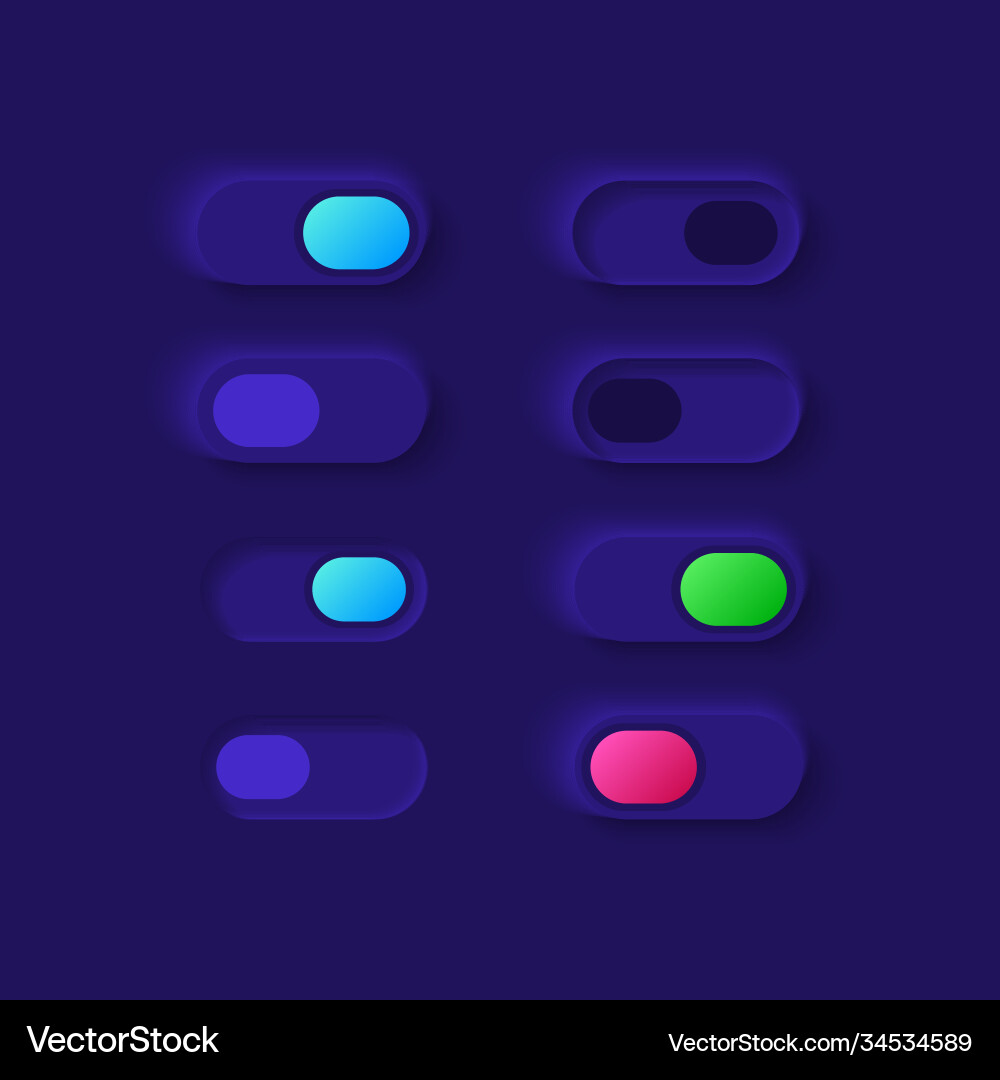 Switch on and off ui elements kit Switch on and off ui elements kit vector image
