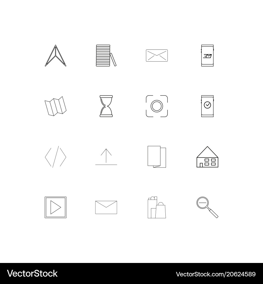 Web and text simple linear icons set outlined vector image