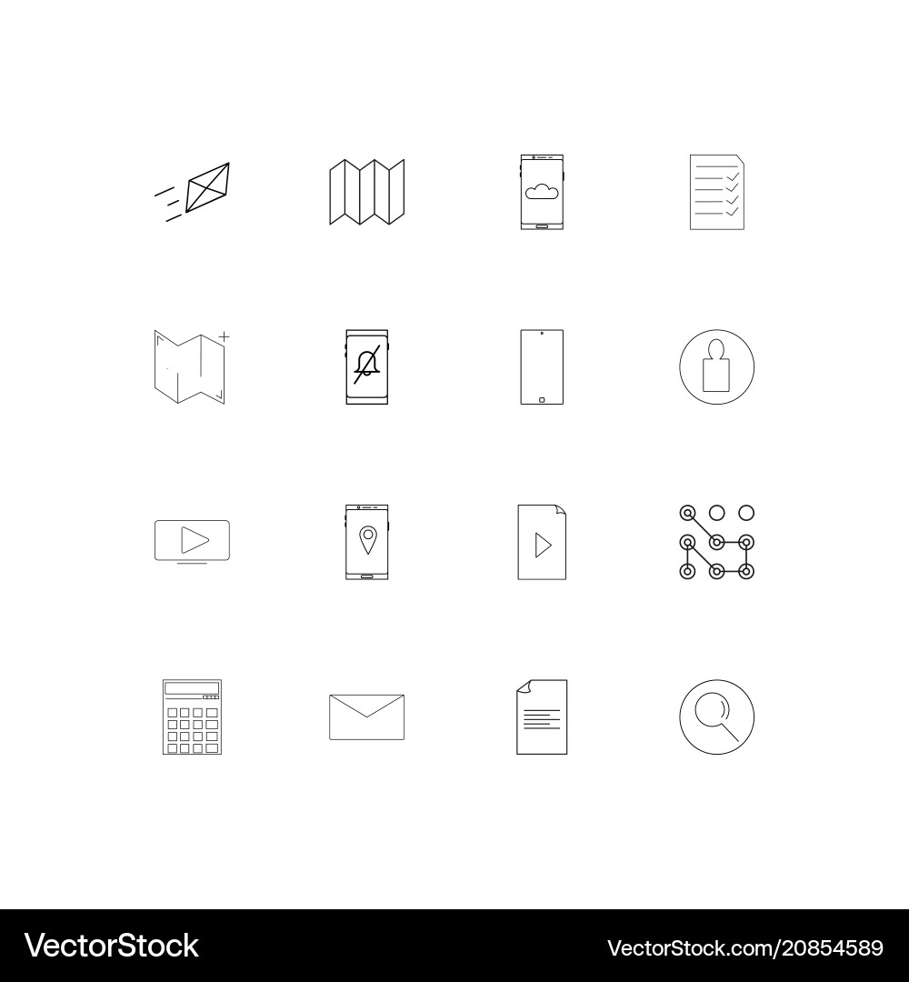 Web linear thin icons set outlined simple vector image