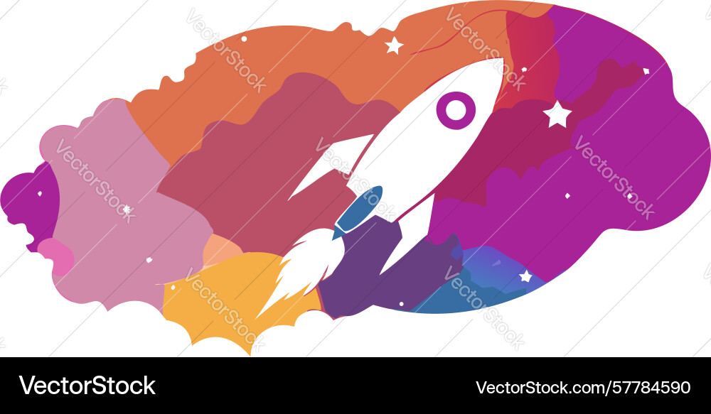 Abstract rocket in gradient cloud design vector image