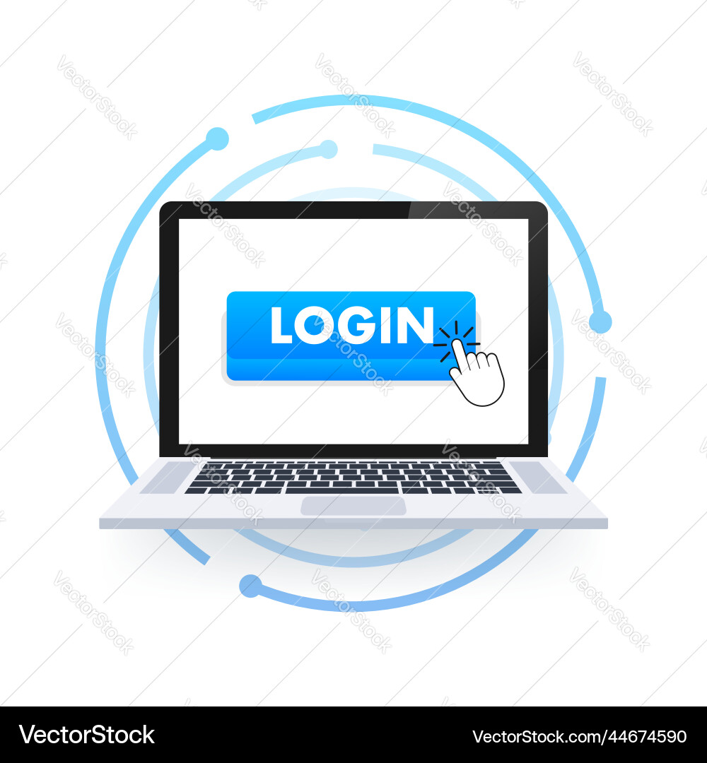 Blue login button cursor icon arrow web vector image
