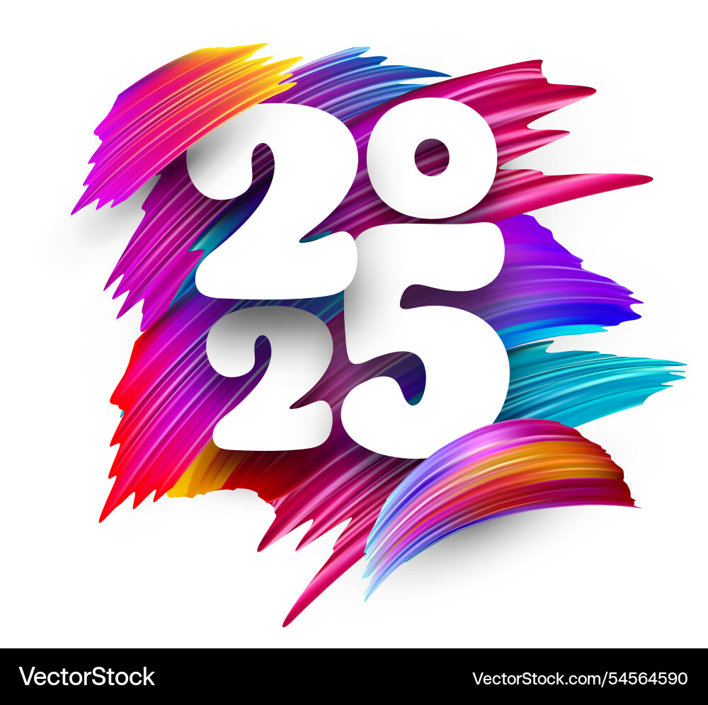 Bold 2025 Typography With Multicolor Brush Stroke Vector Image Bold 2025 Typography With Multicolor Brush Stroke Vector 54564590