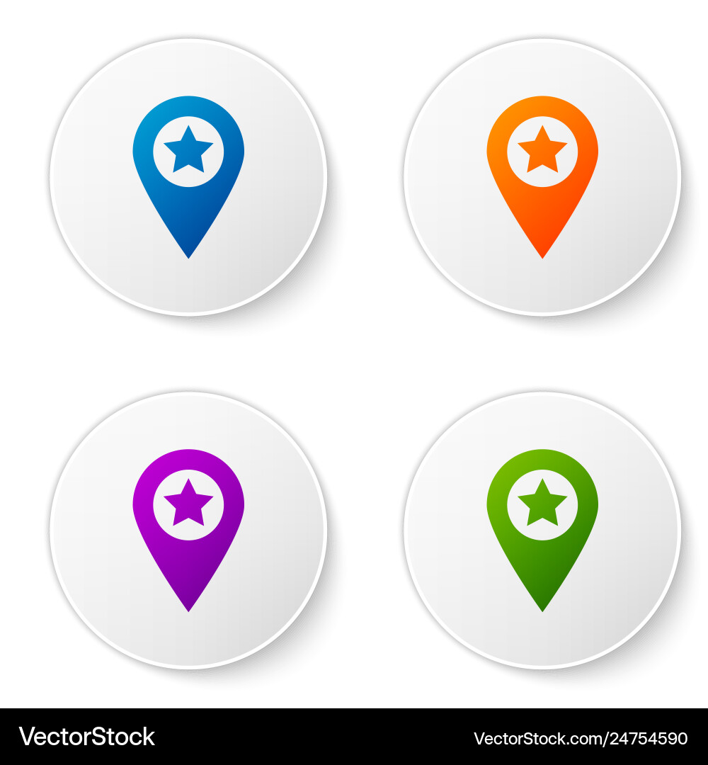 Color map pointer with star icon isolated on white Vector Image