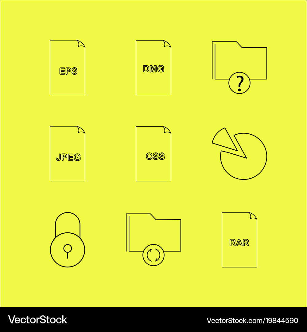 Files and folders linear icon set simple outline vector image