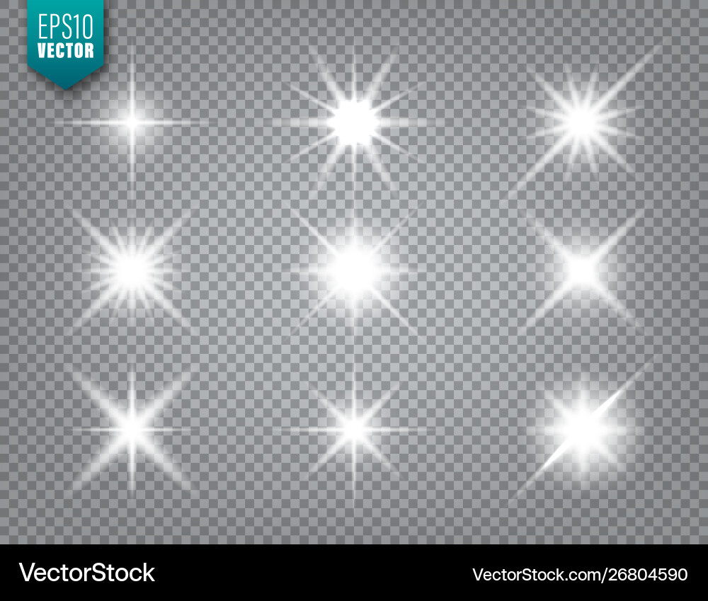 Glowing light on transparent background collection Glowing light on transparent background collection vector image