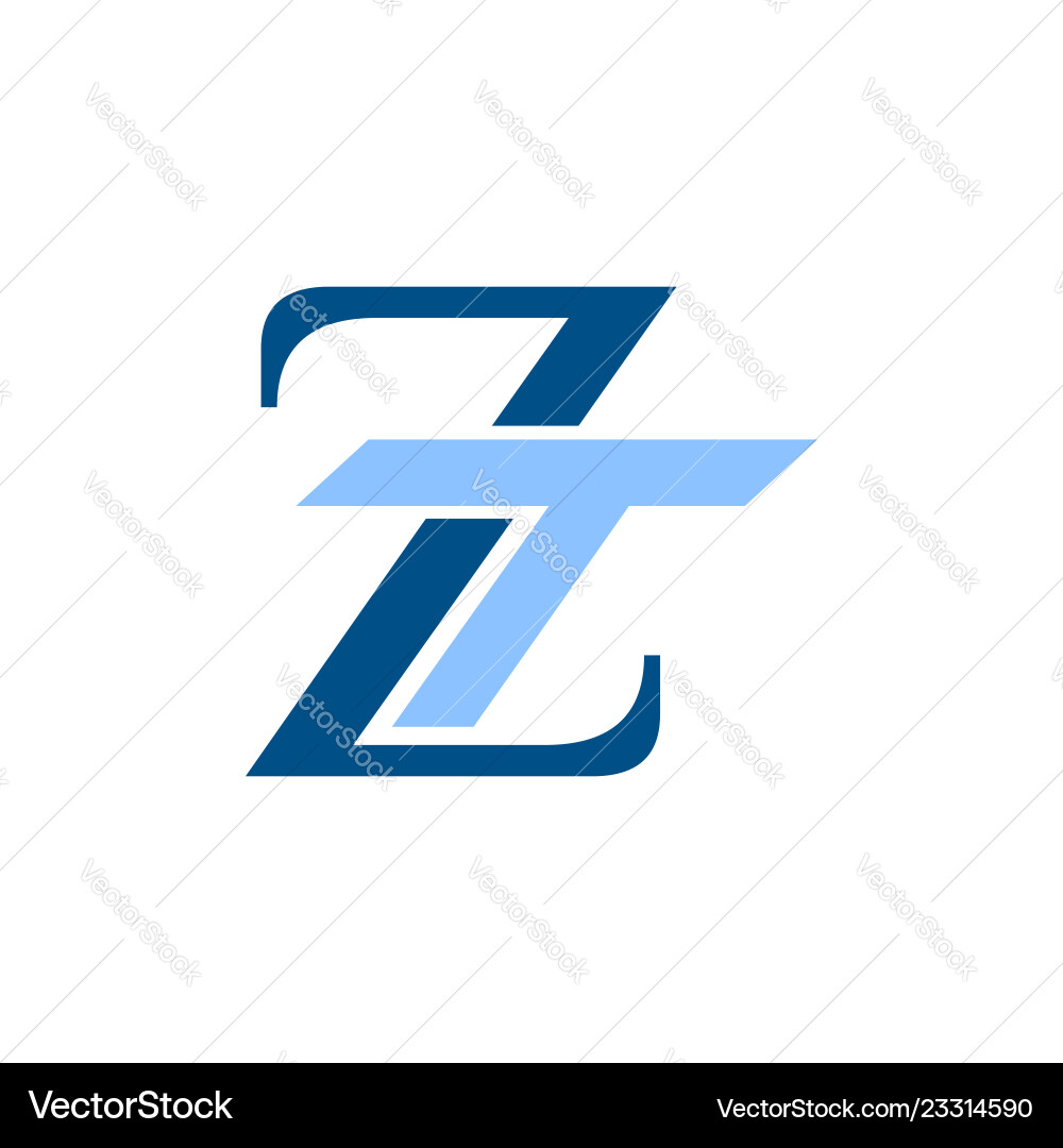 Initial letter logo zt tz lowercase white black vector image