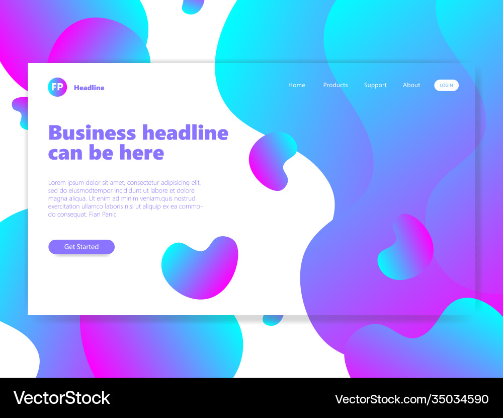 Landing page template with gradient modern webpage Landing page template with gradient modern webpage vector image