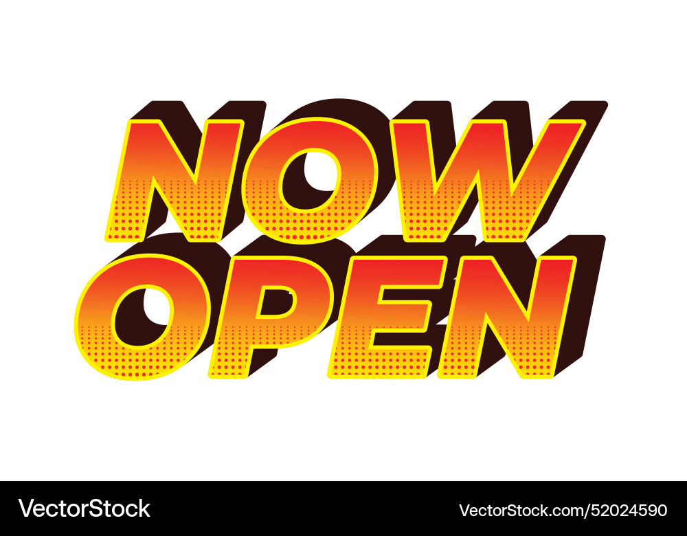 Now open text effect in 3d style with good colors Vector Image