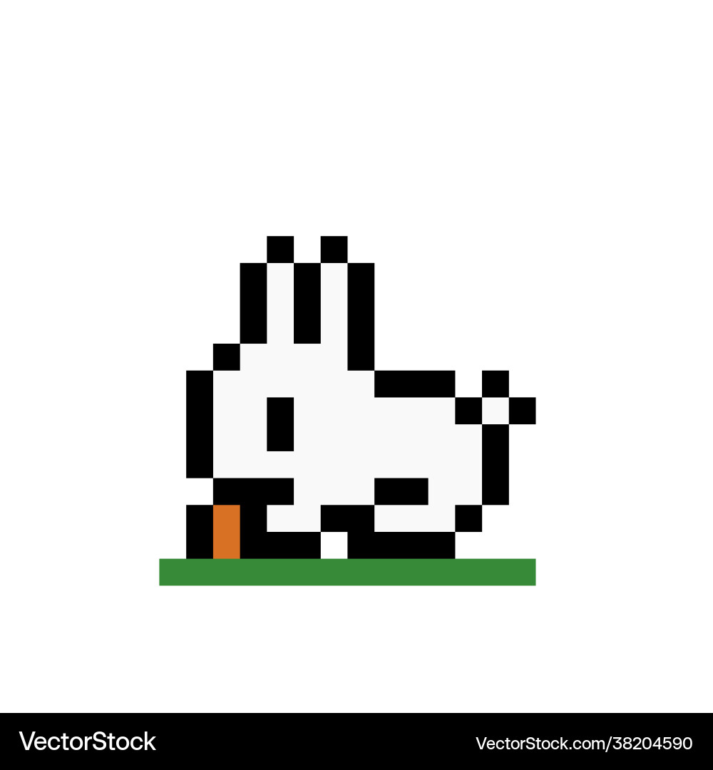 Pixel rabbit image for 8 bit game assets vector image