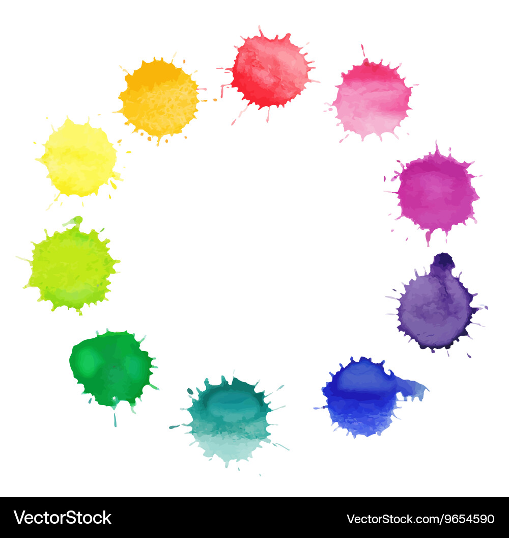 Round frame made of watercolor blobs Vector Image