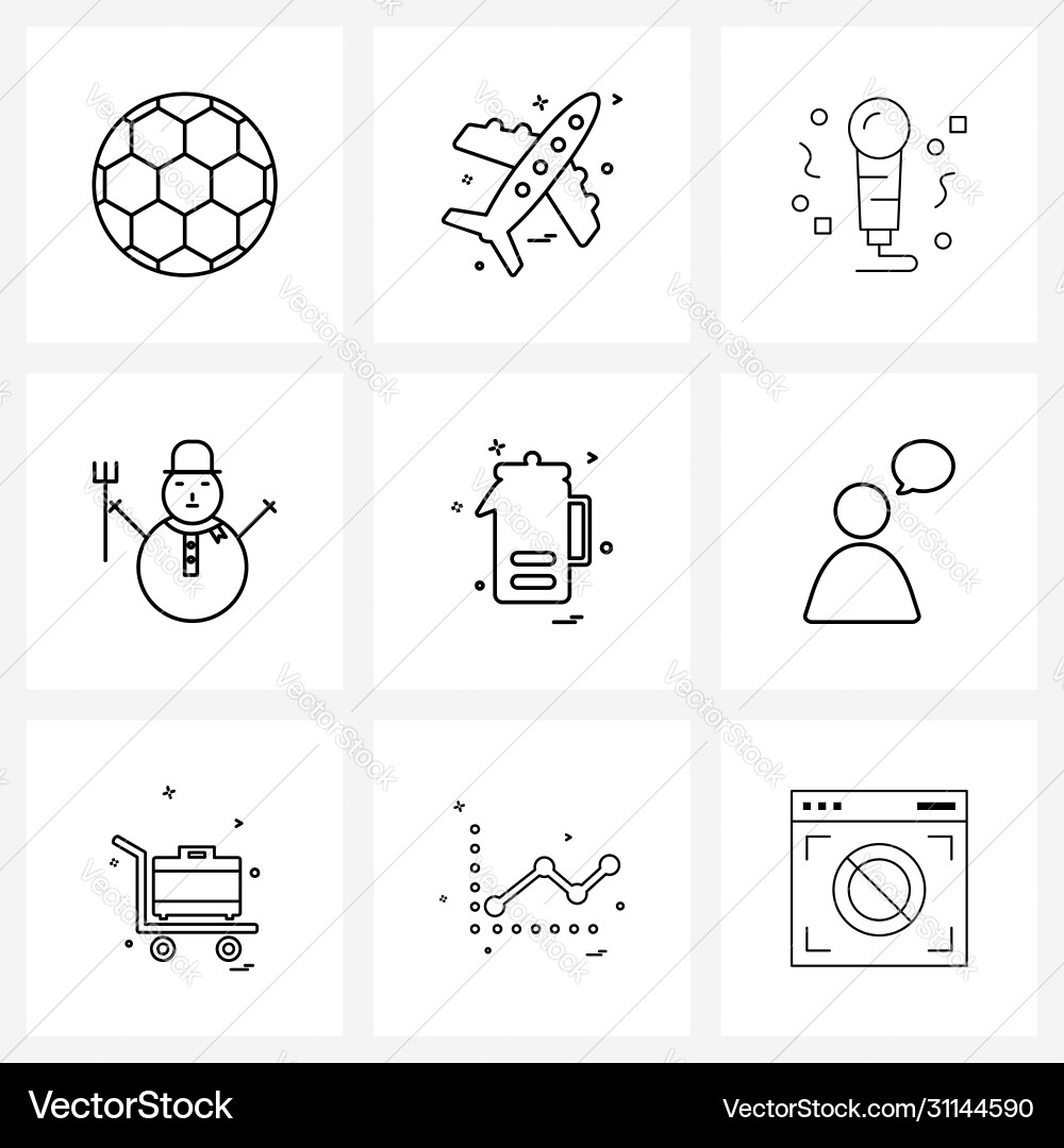 Set 9 simple line icons for web and print vector image