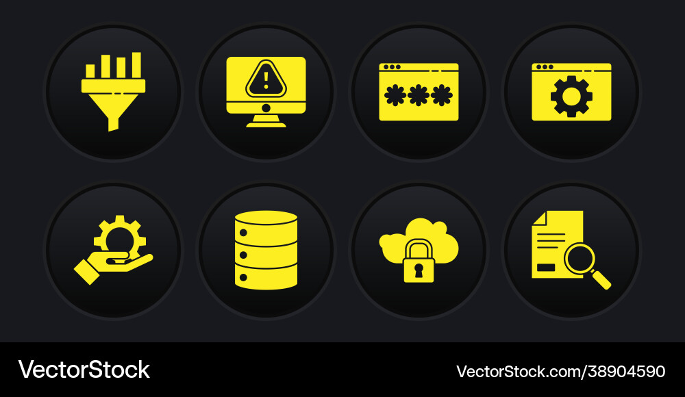 Set hand settings gear browser server data web Set hand settings gear browser server data web vector image