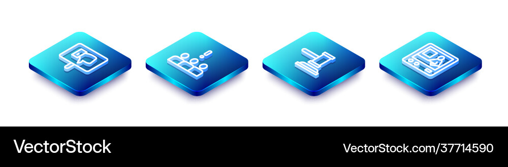 Set isometric line protest crowd judge Set isometric line protest crowd judge vector image