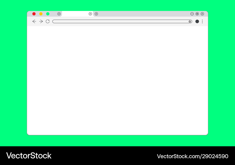 Simple white web browser window with a green vector image