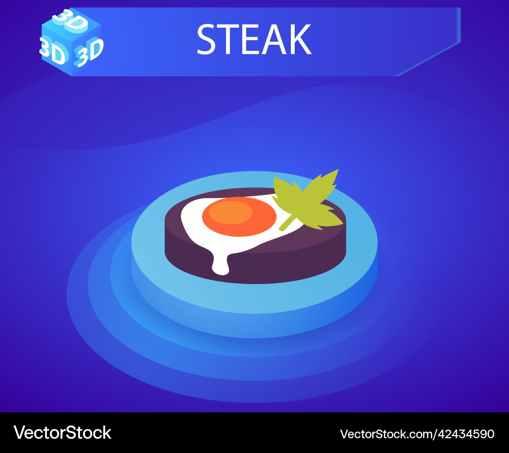 Steak isometric design icon web 3d colorful Steak isometric design icon web 3d colorful vector image