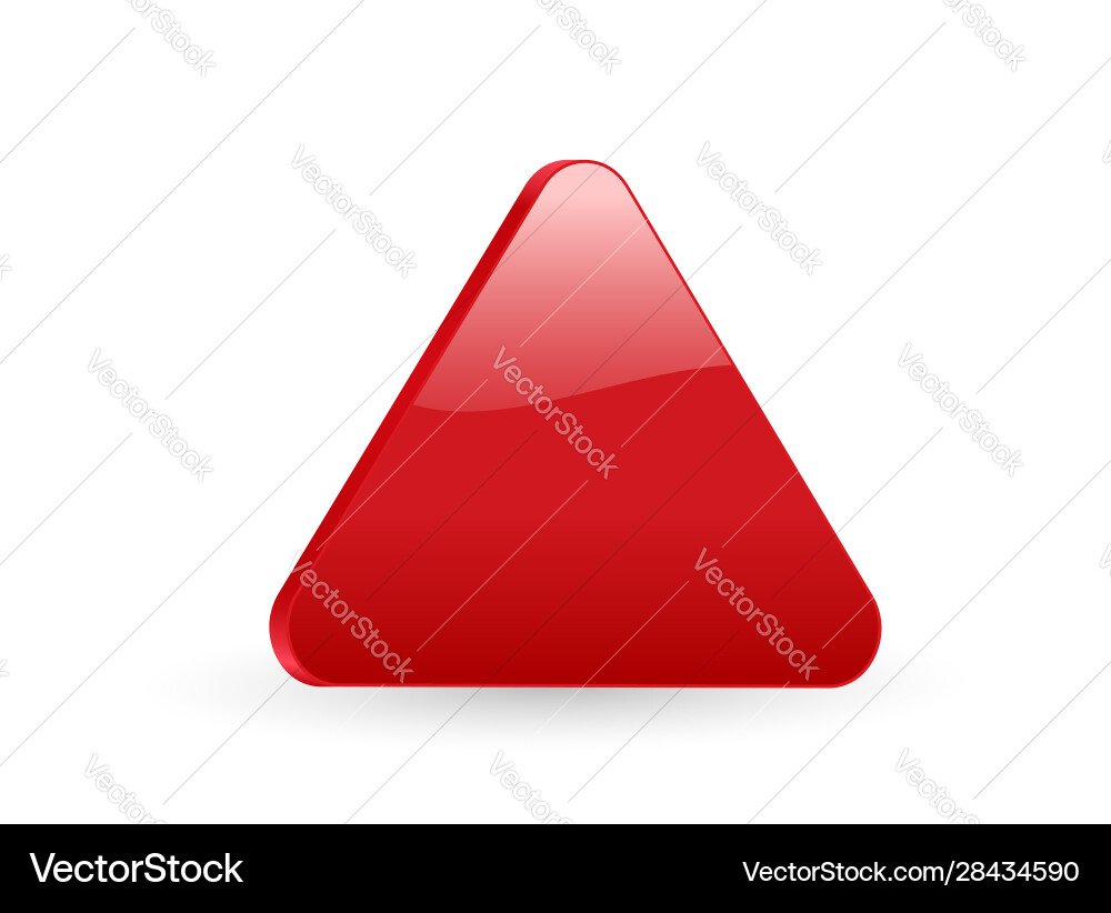 Triangular red 3d icon vector image
