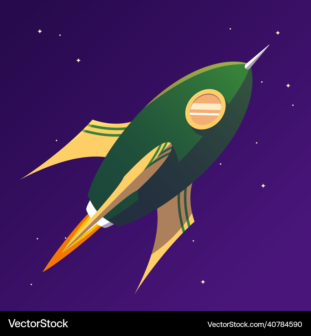 White green rocket for game and animations Vector Image