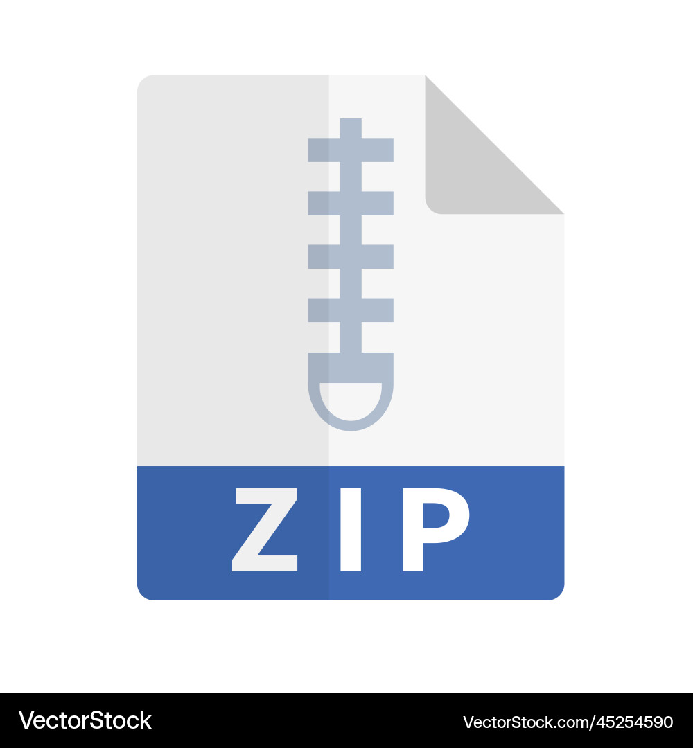 Zip file icon with flat design Zip file icon with flat design Vector Image