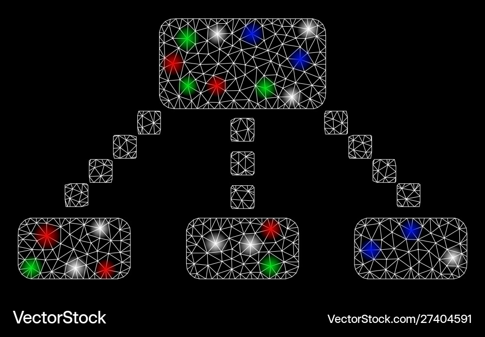 Bright mesh 2d hierarchy scheme with flare spots Bright mesh 2d hierarchy scheme with flare spots vector image