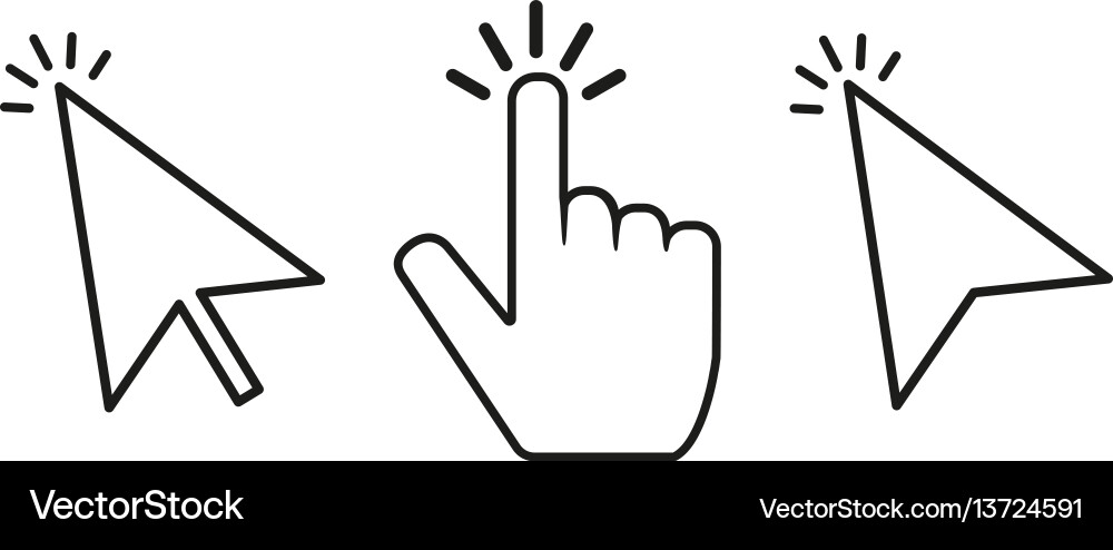 Click cursor set mouse cursores with vector image