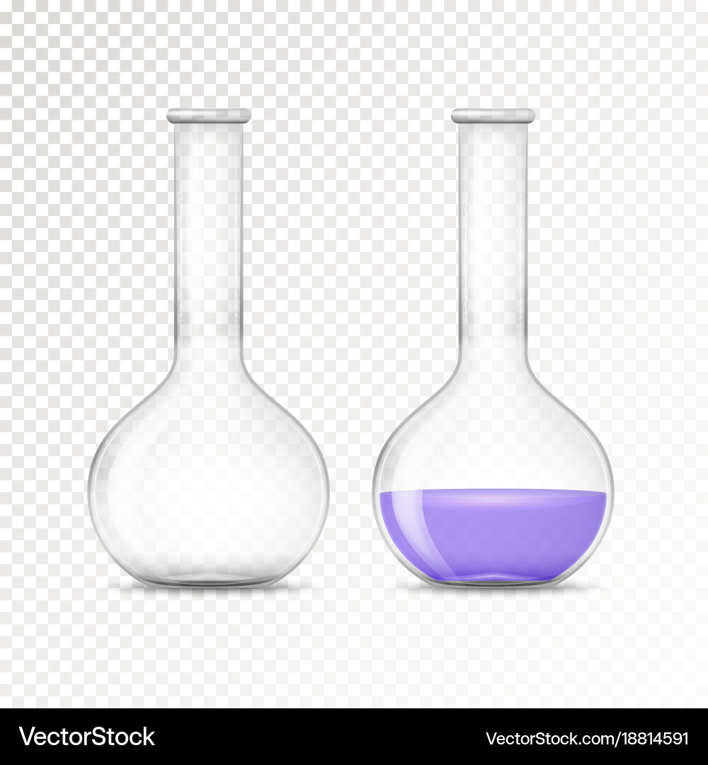 Empty and filled flask for chemical lab vector image