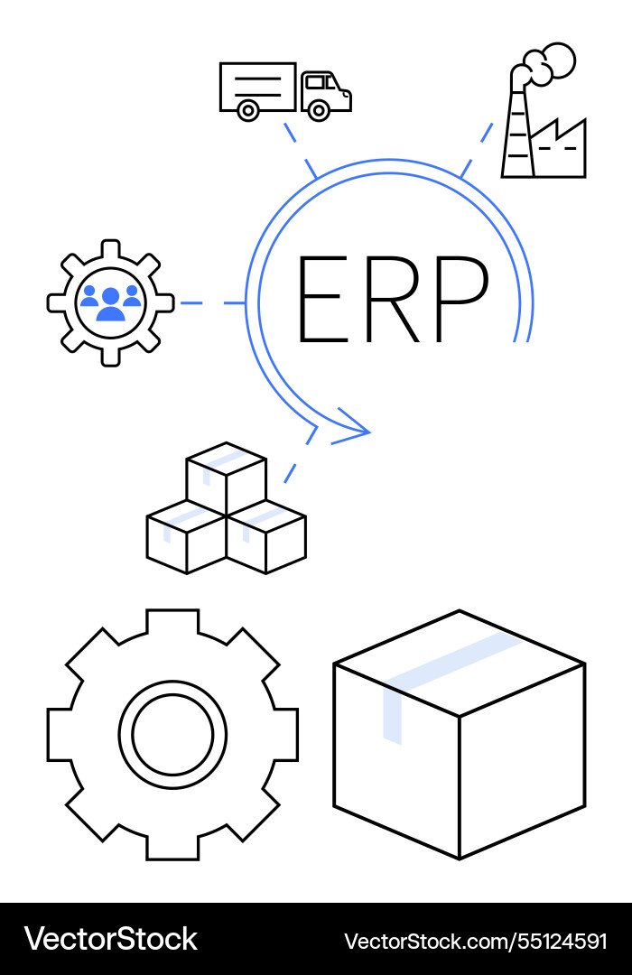 Erp system with connected elements for logistics Erp system with connected elements for logistics vector image