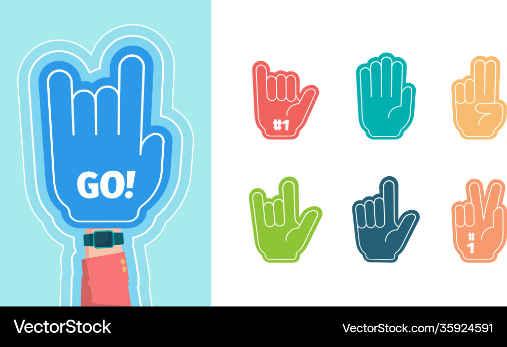 Fans fingers hands gestures for stylized cheering Fans fingers hands gestures for stylized cheering vector image