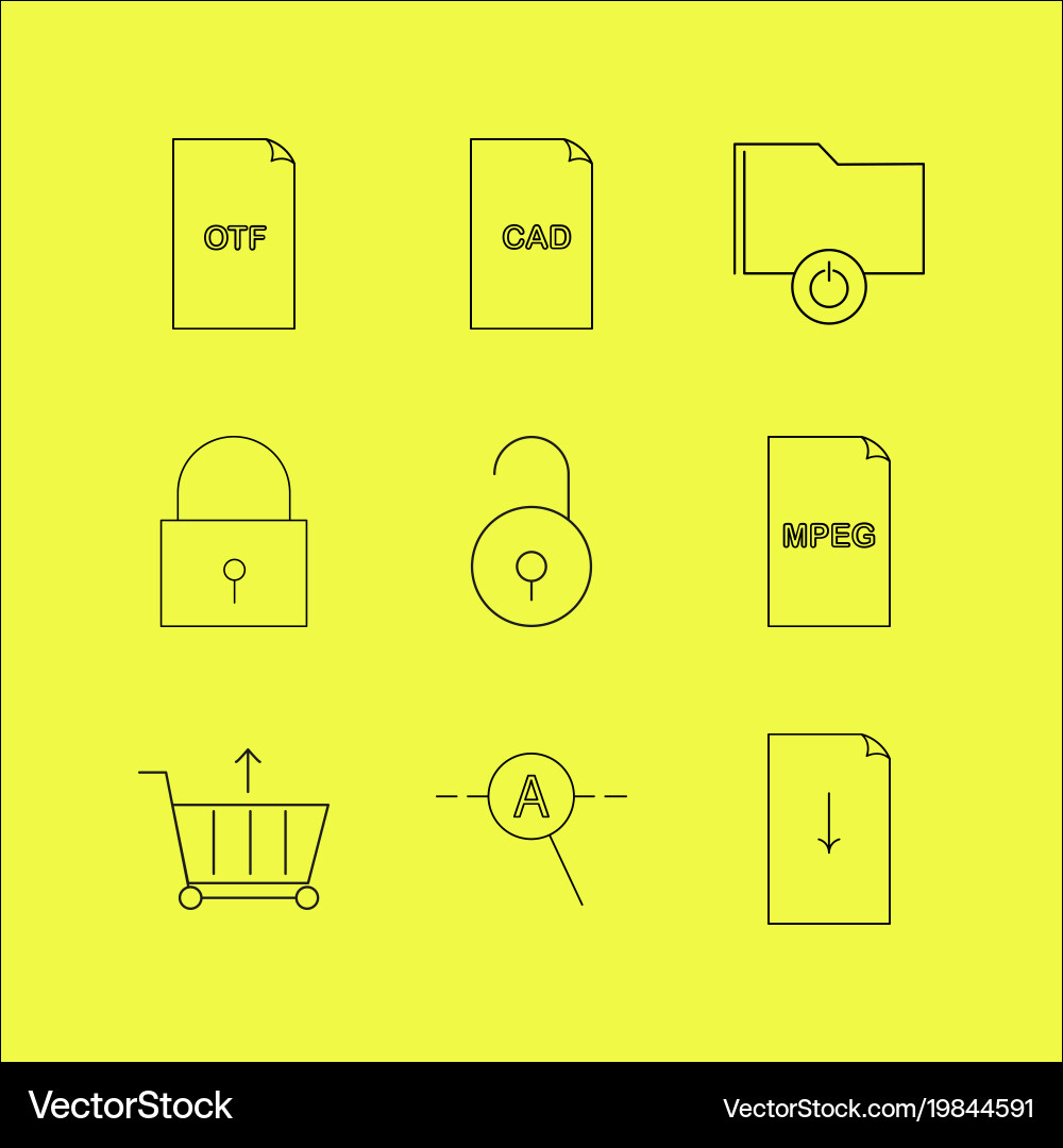 Files and folders linear icon set simple outline vector image