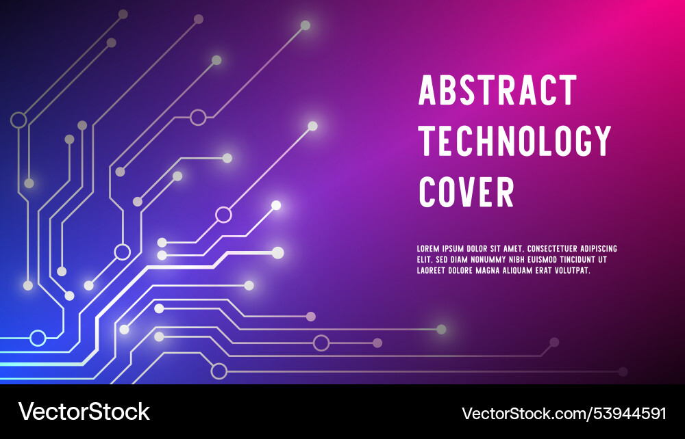 Futuristic circuit board with glowing lines Vector Image