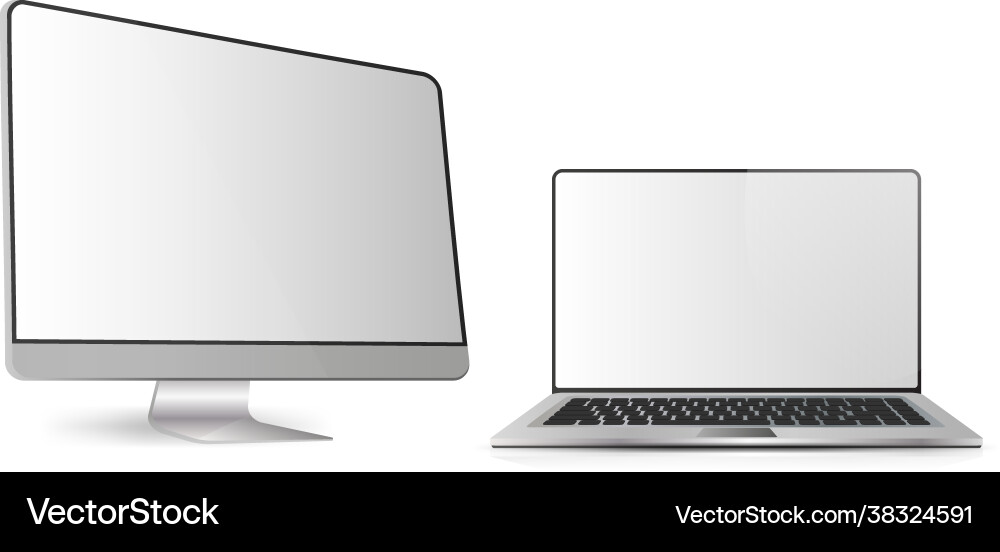 Monitor for computer modern open laptop set Vector Image