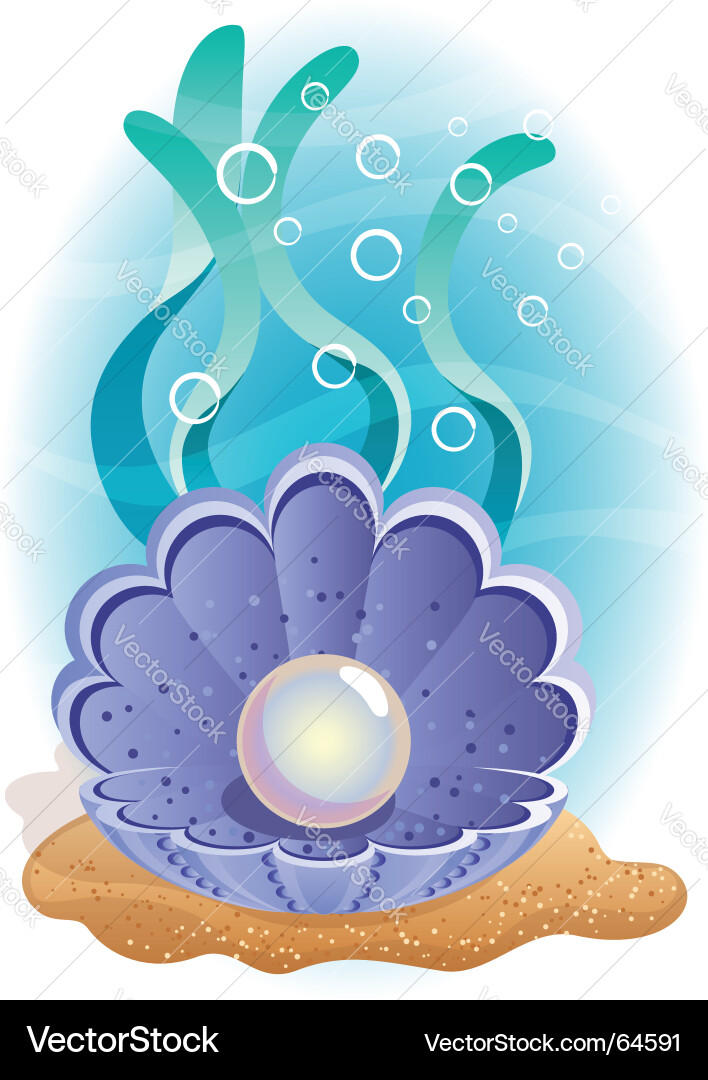 Ocean Pearl in Shell Royalty Free Vector Image