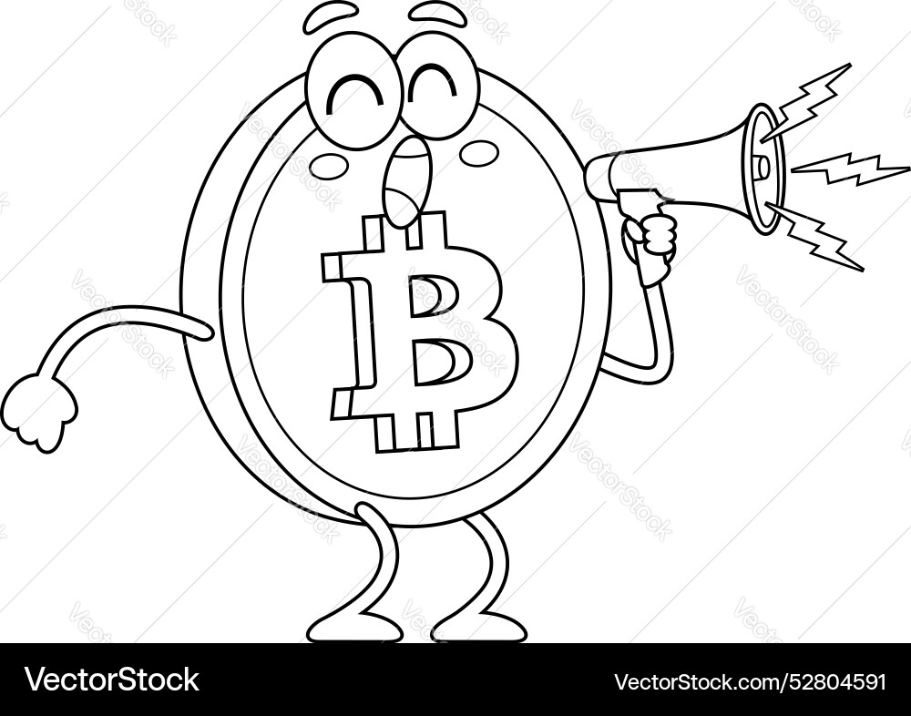 Outlined bitcoin cartoon character Outlined bitcoin cartoon character vector image
