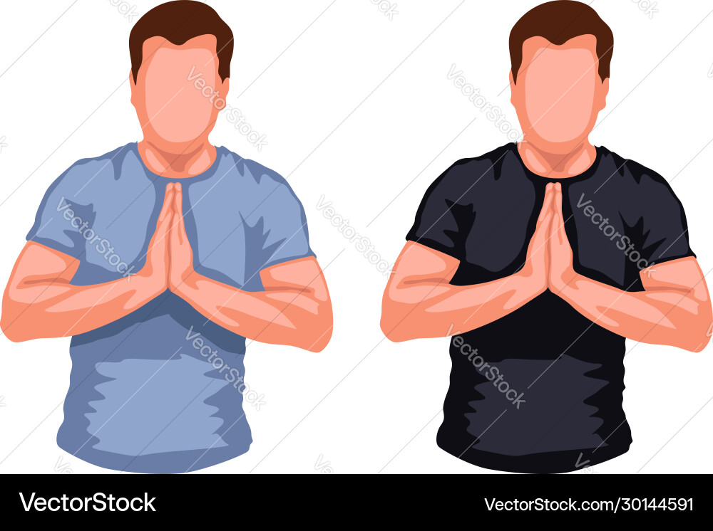 Praying men silhouette Royalty Free Vector Image