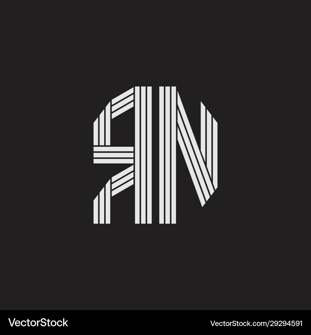 Rn logo monogram with outline style linked Rn logo monogram with outline style linked Vector Image