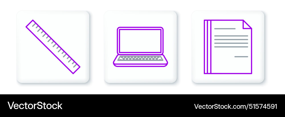 Set line file document ruler and laptop icon Set line file document ruler and laptop icon Vector Image