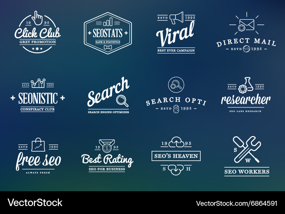 Set of seo search engine optimisation elements vector image