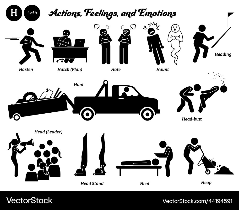 Stick Figures: Actions & Emotions Vector Image
