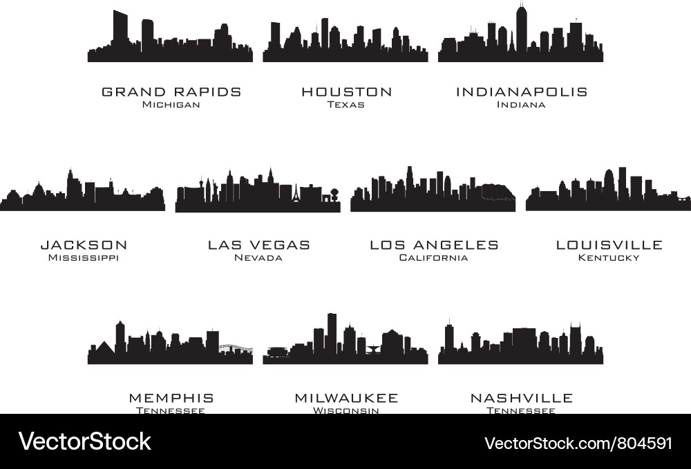 USA City Silhouettes vector image