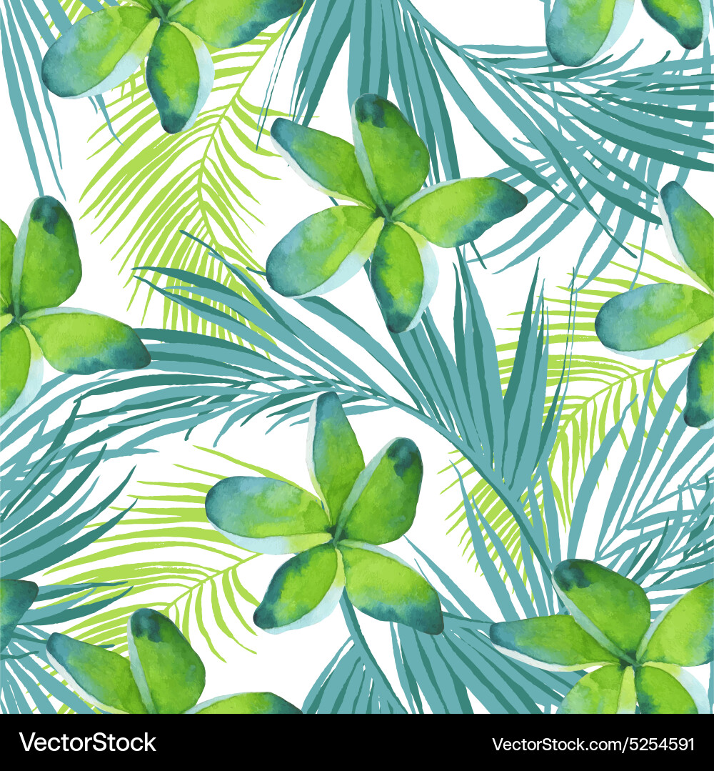 Watercolor Tropical Floral Pattern vector image