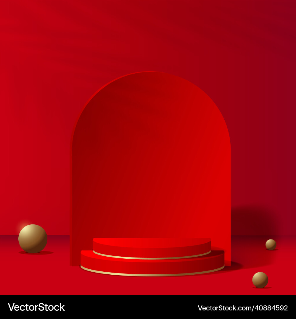 Abstract background with red color geometric 3d vector image