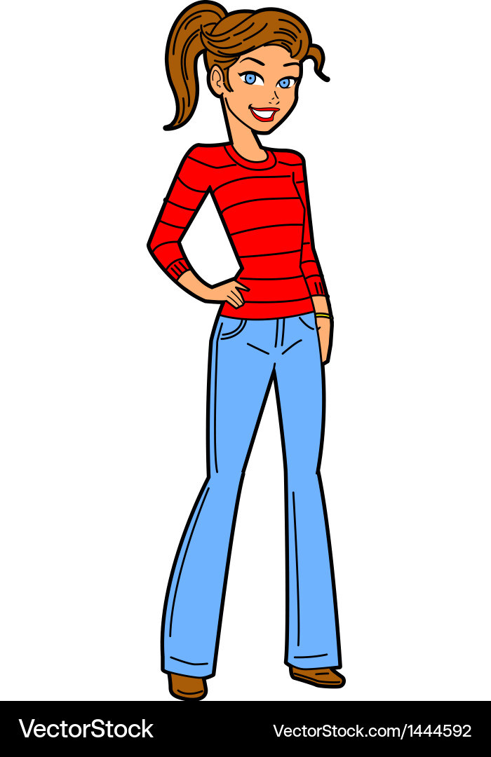 Attractive Teen Girl with Hand on Hip Vector Image