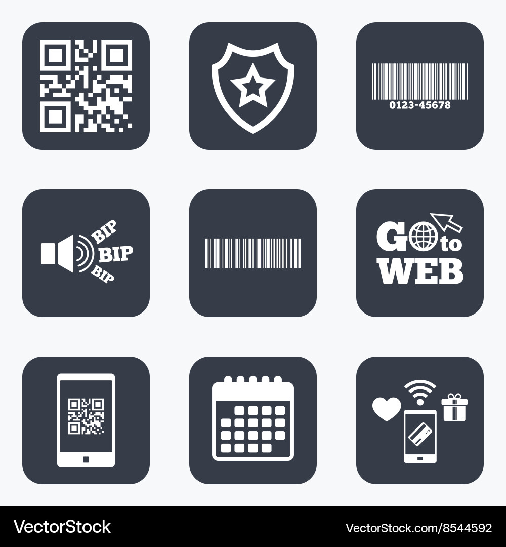 Bar and qr code icons scan barcode symbol vector image